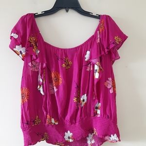 A.n.a Pink Floral Flouncy Summer Shirt NWT XXL